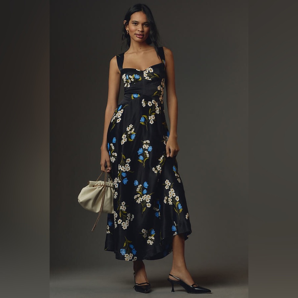 Maeve Sleaveless Seamed Slip Midi Dress